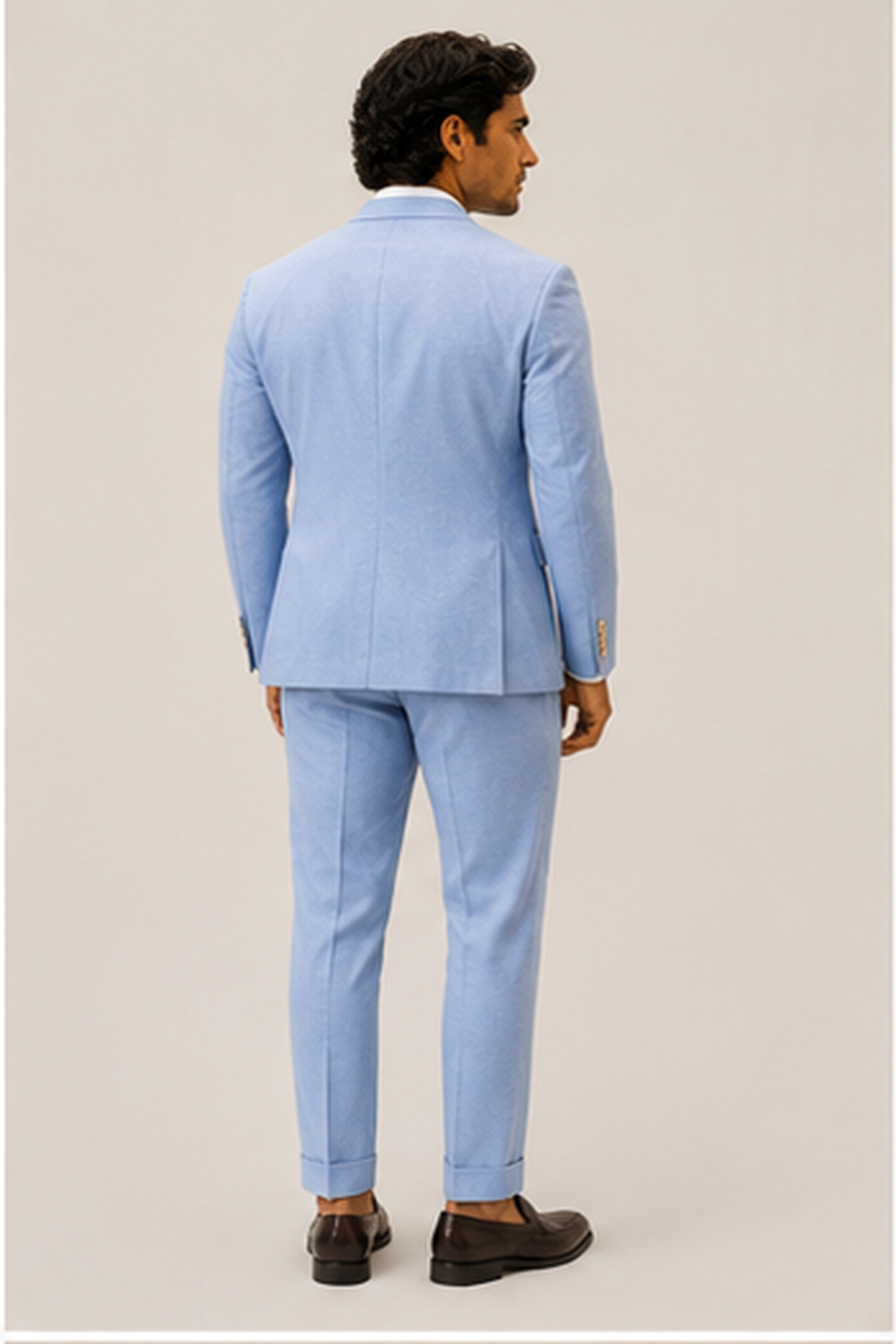 Double-Breasted Linen Blend Suit