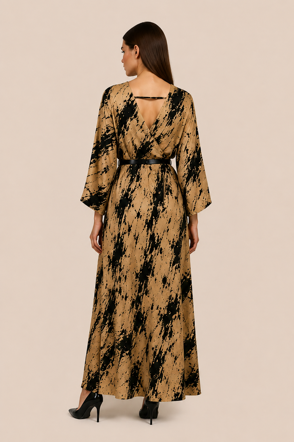 Abstract Print Wrap Maxi Dress