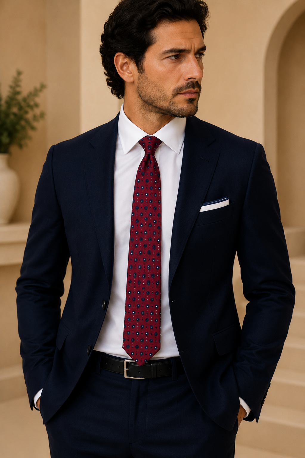 Burgundy Medallion Silk Tie