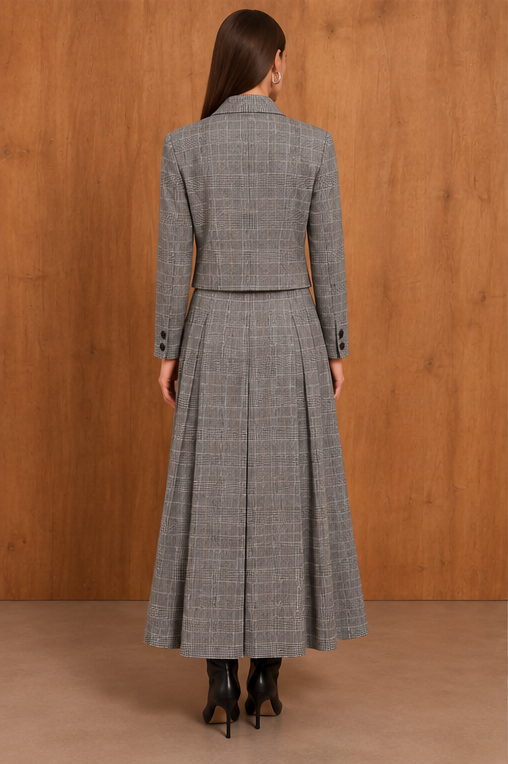 Classic Plaid Jacket & Skirt Set