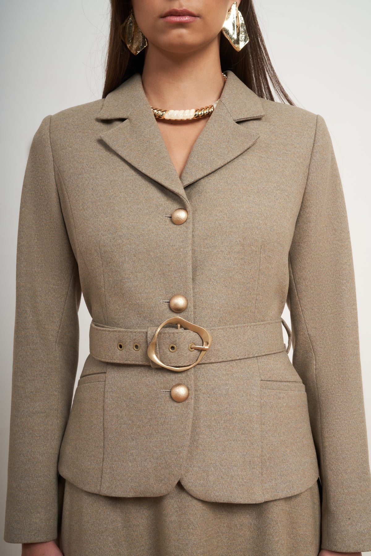 Belted Skirt Suit