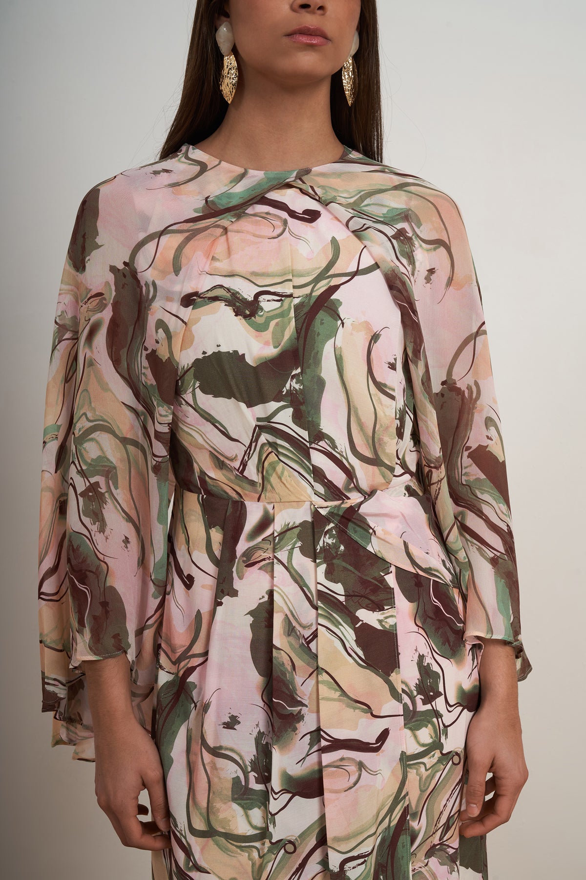 Blush Abstract Cape Dress