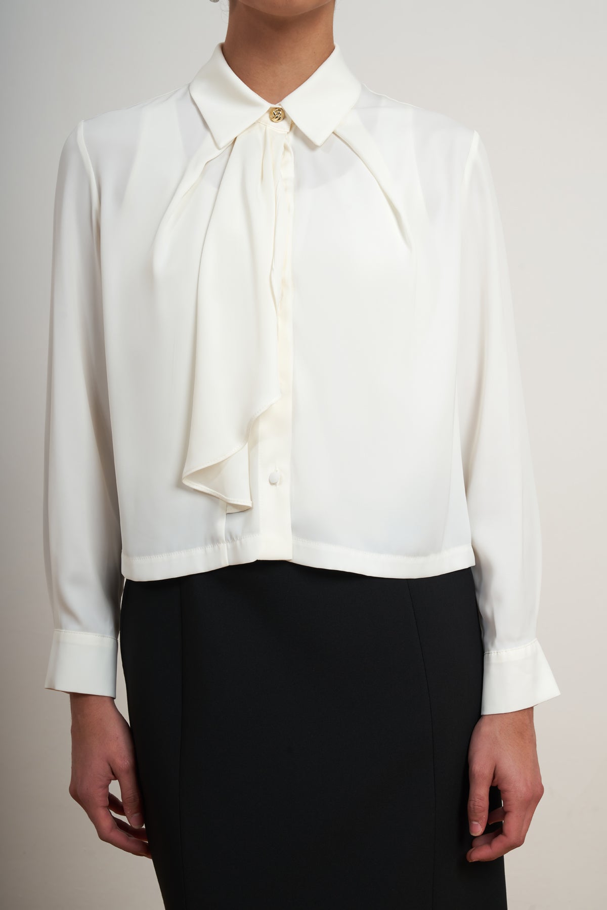 Tie Neck Collared Blouse