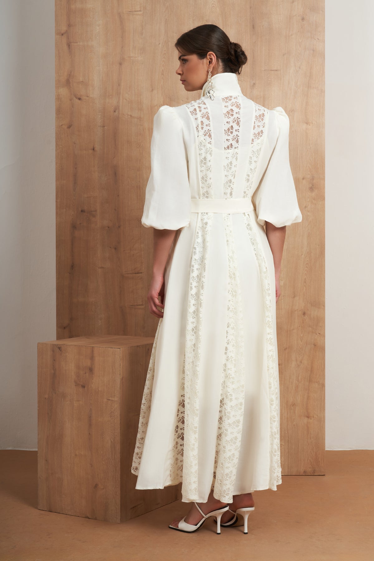 Lace Panel Belted Dress