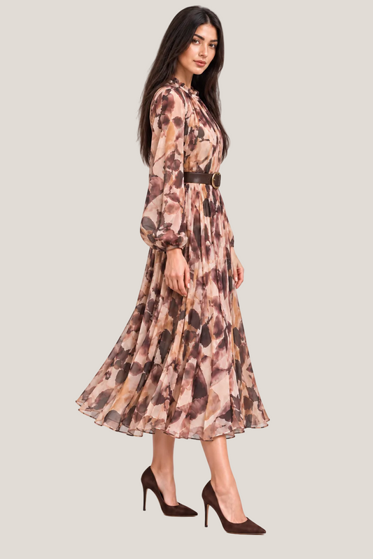 Floral Belted Midi Dress