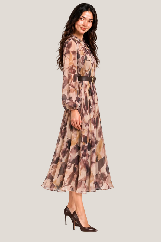 Floral Belted Midi Dress