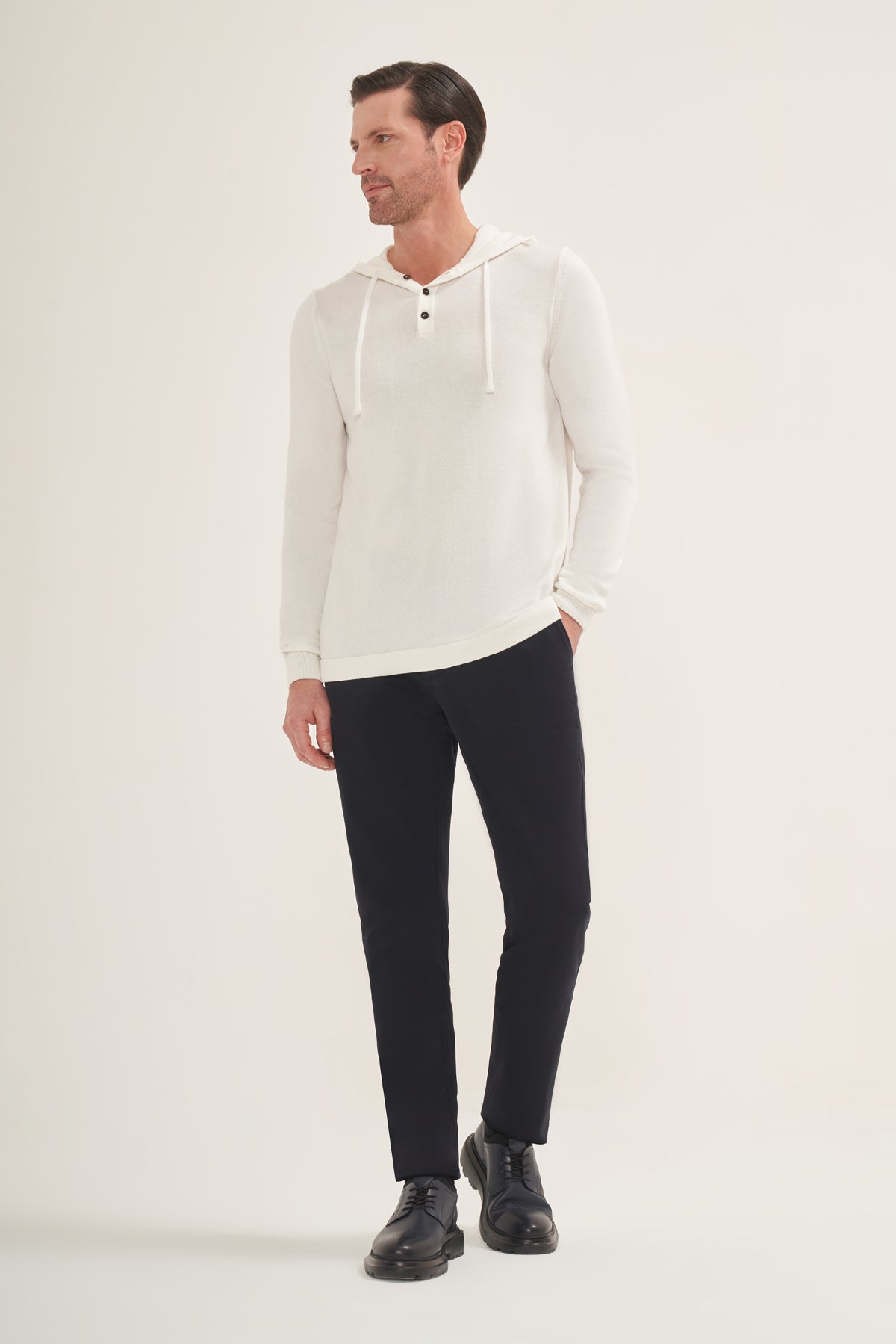 Lightweight Polo Knit Hoodie