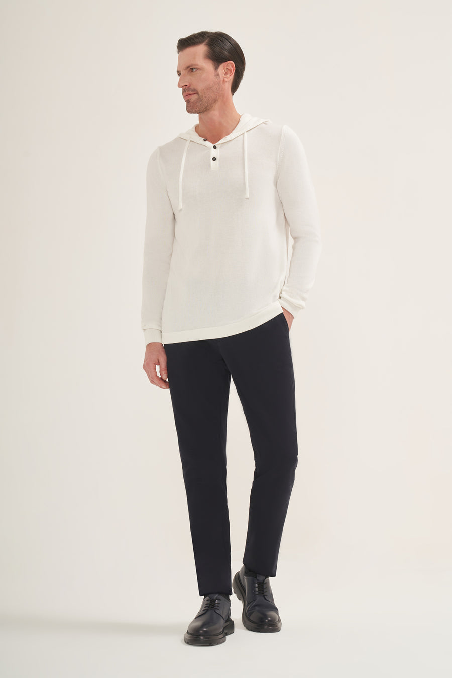Lightweight Polo Knit Hoodie