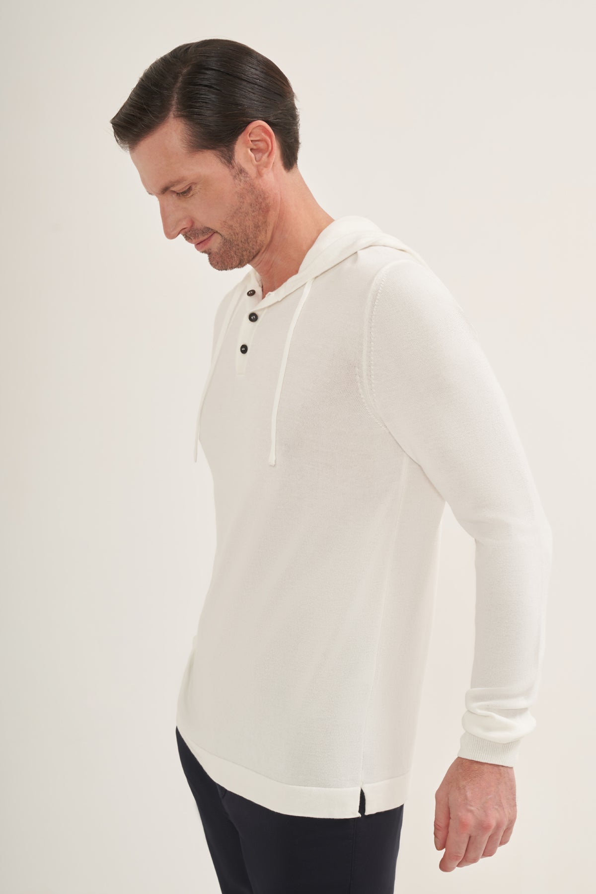 Lightweight Polo Knit Hoodie