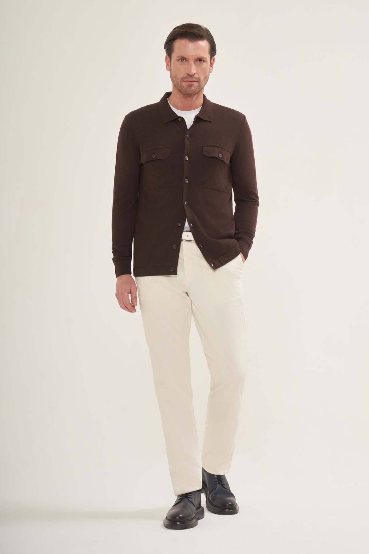 Lightweight Knit Button-Up Overshirt