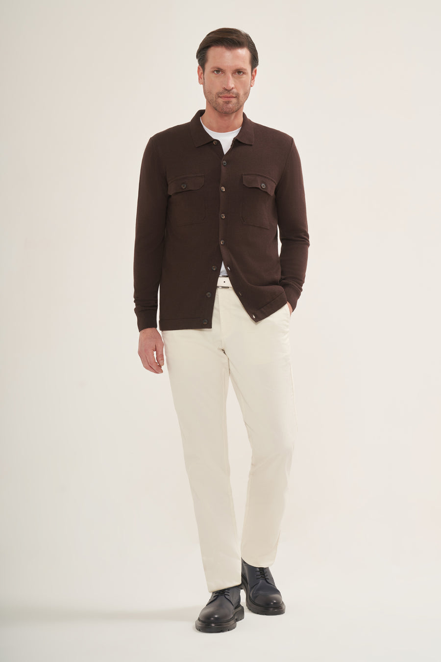 Lightweight Knit Button-Up Overshirt