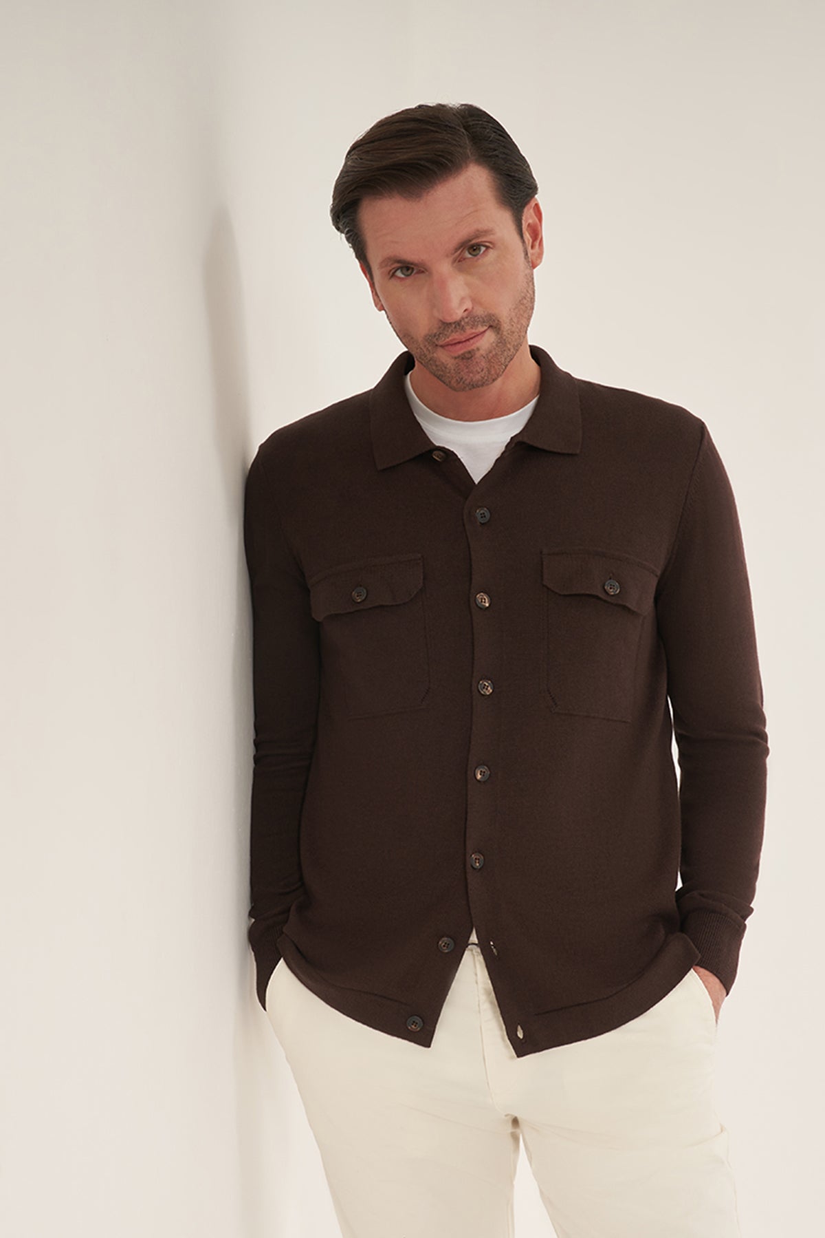 Lightweight Knit Button-Up Overshirt