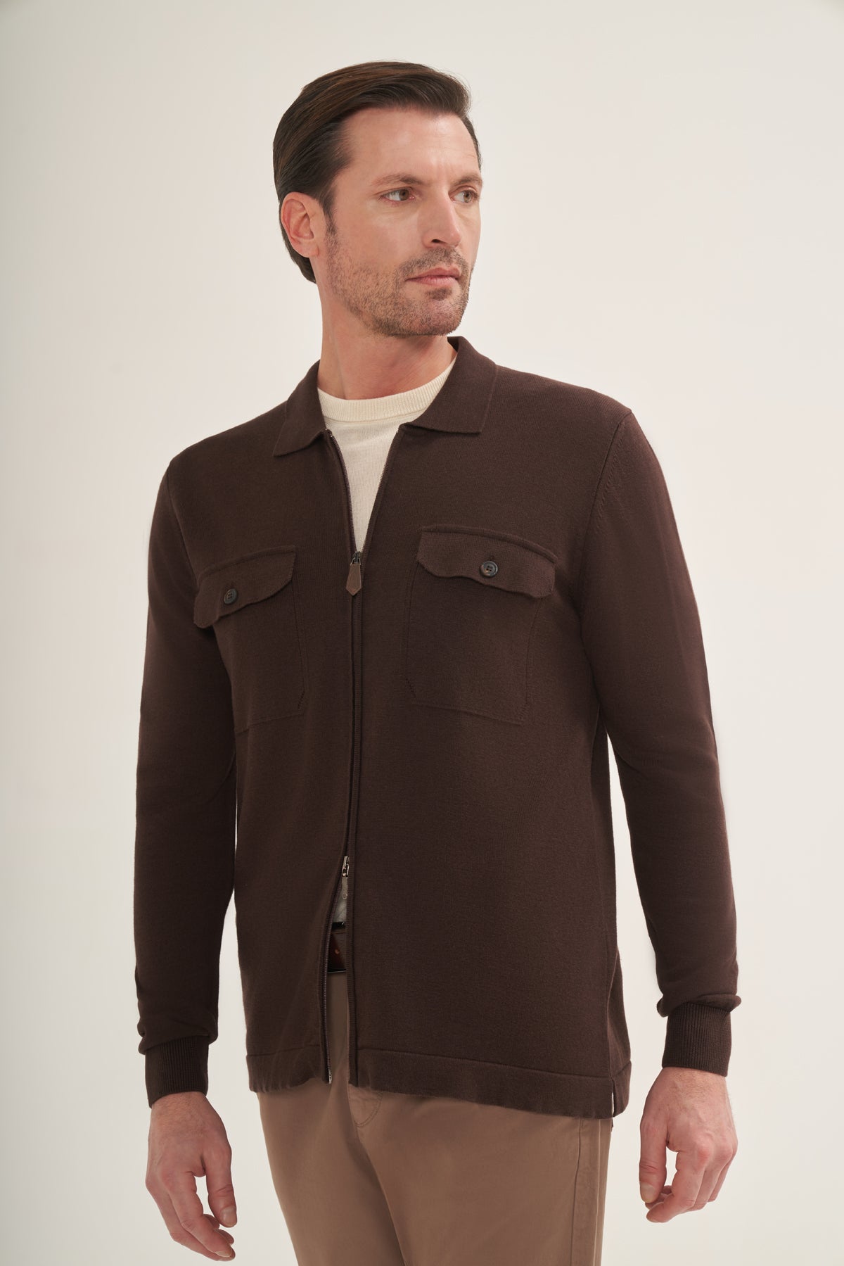 Lightweight knit Zip-Up Overshirt