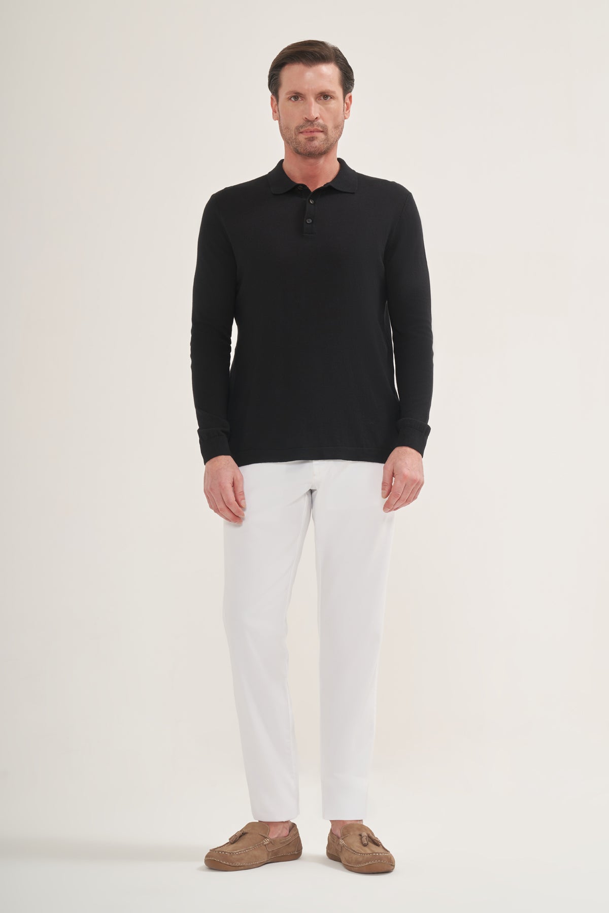 Knit Lightweight Polo Long Sleeves