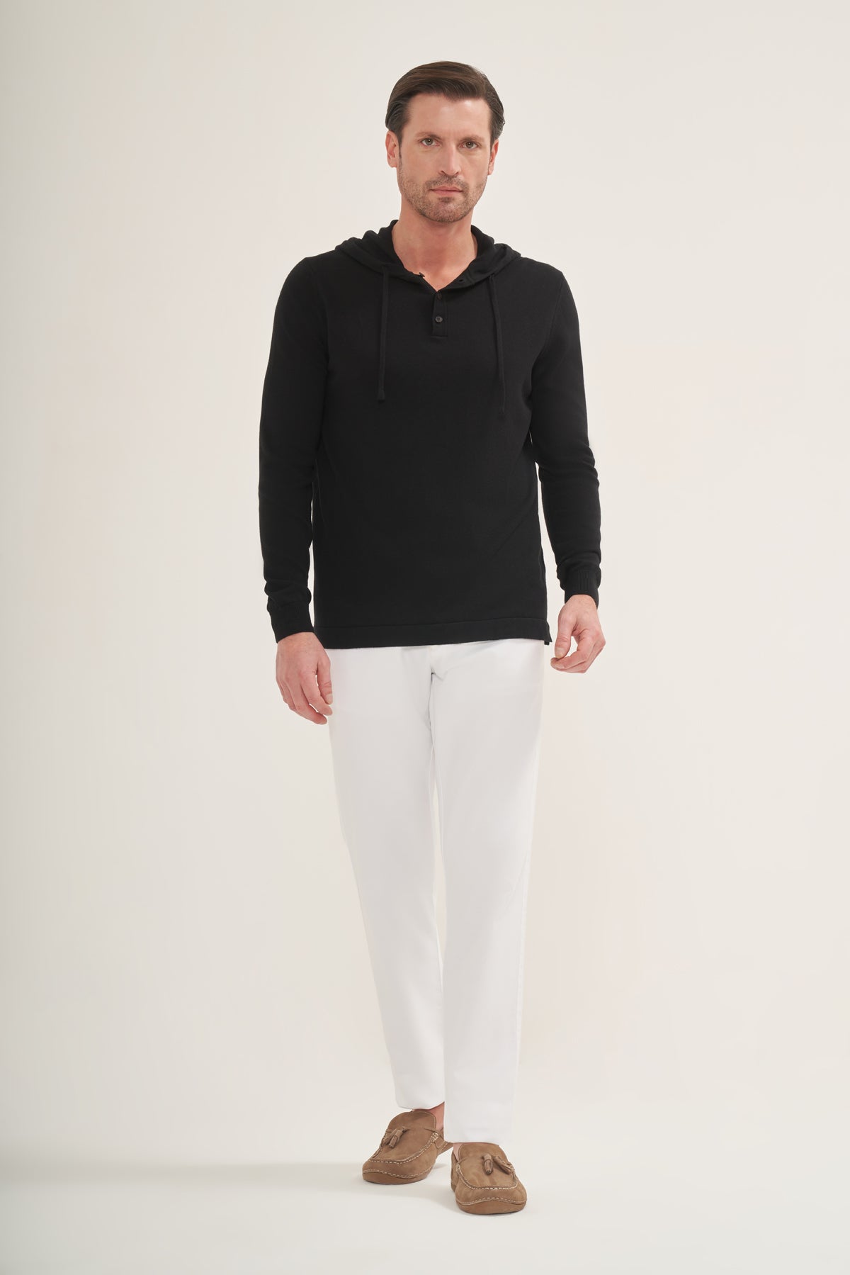 Lightweight Polo Knit Hoodie