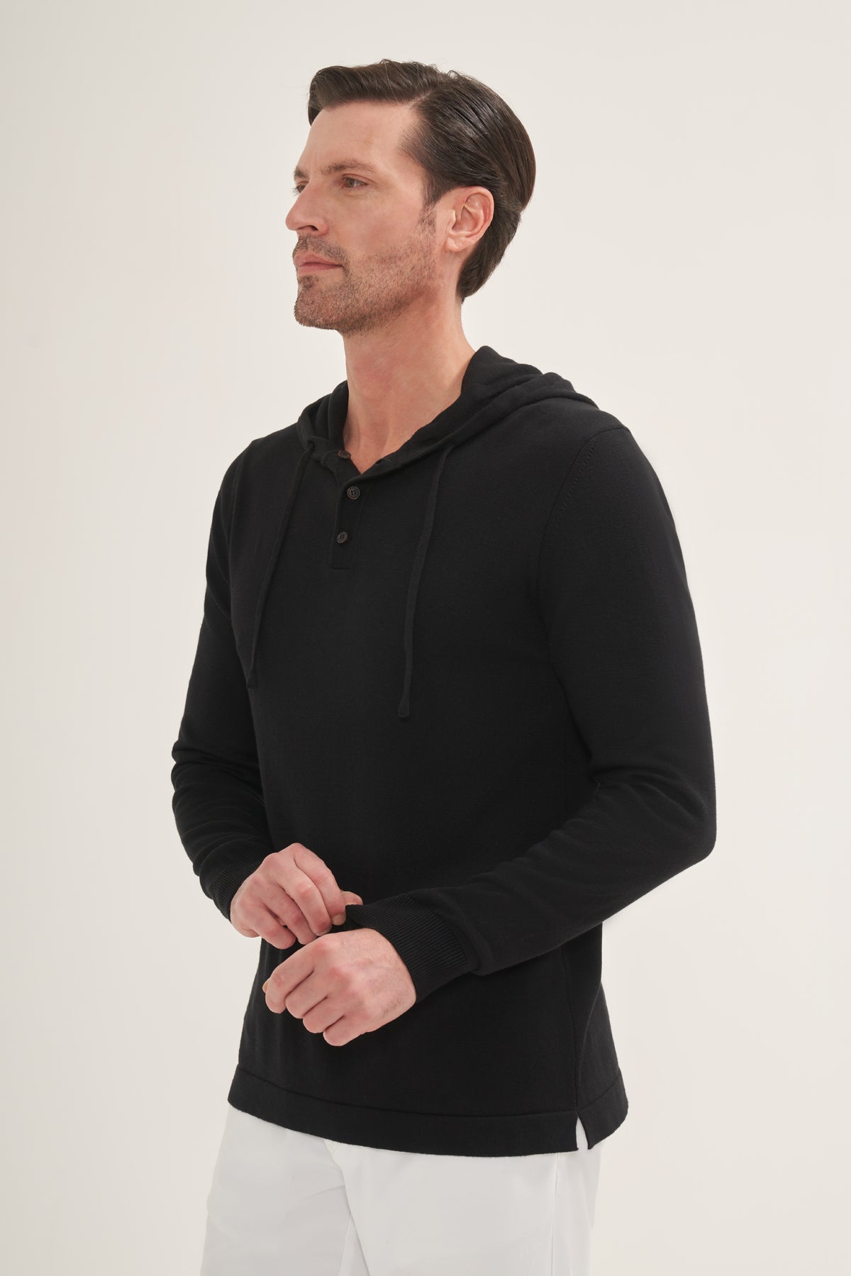 Lightweight Polo Knit Hoodie