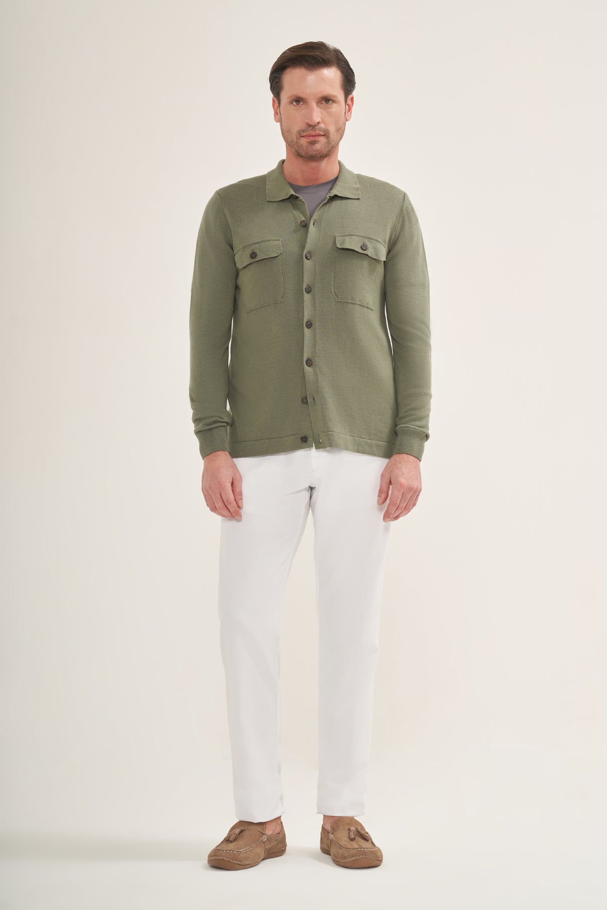 Lightweight Knit Button-Up Overshirt