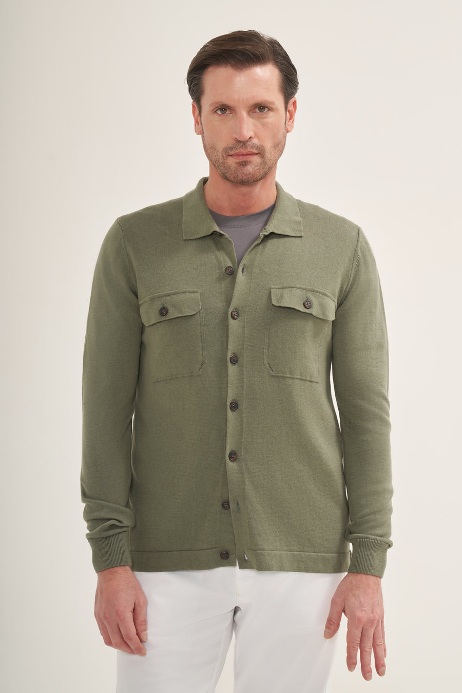 Lightweight Knit Button-Up Overshirt