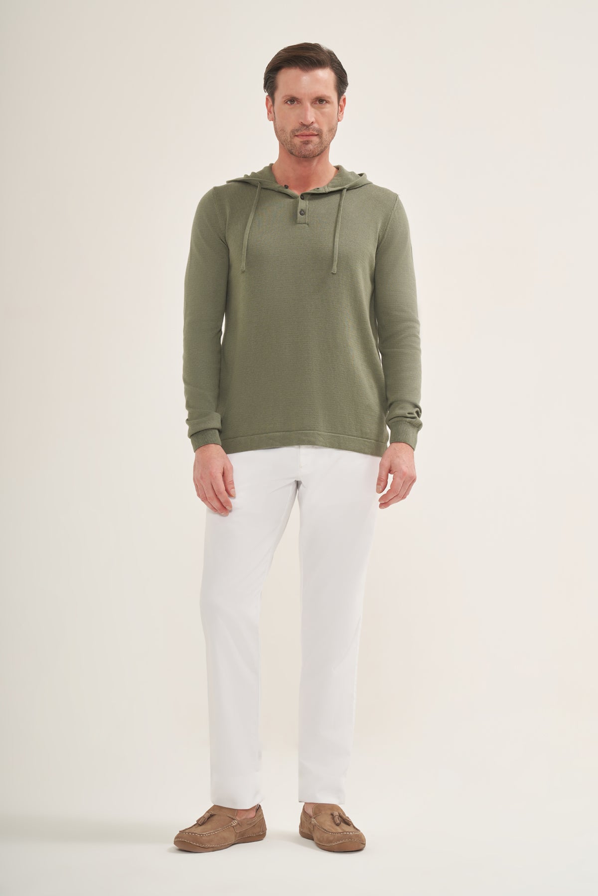 Lightweight Polo Knit Hoodie