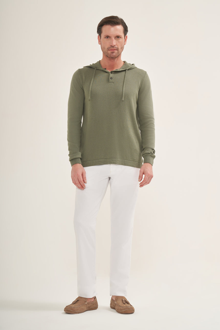 Lightweight Polo Knit Hoodie