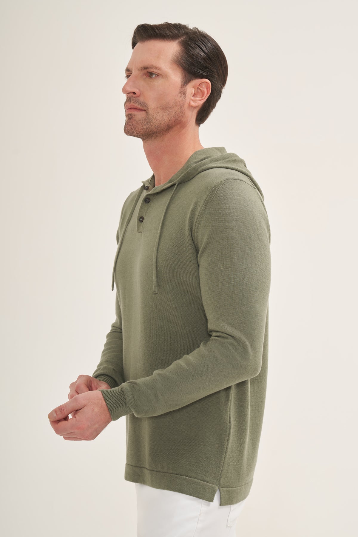Lightweight Polo Knit Hoodie