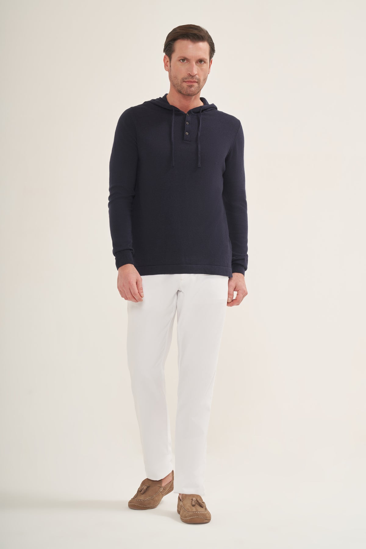 Lightweight Polo Knit Hoodie