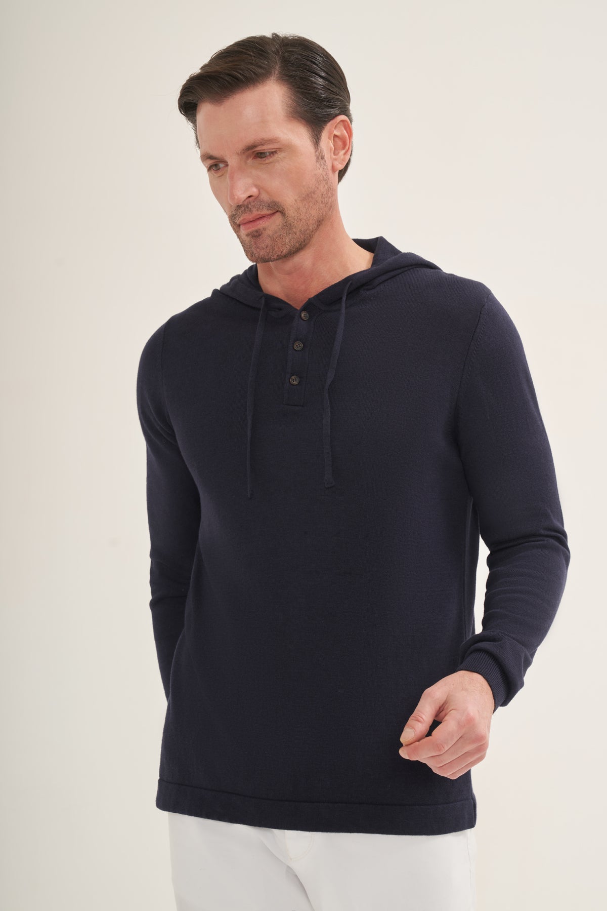 Lightweight Polo Knit Hoodie