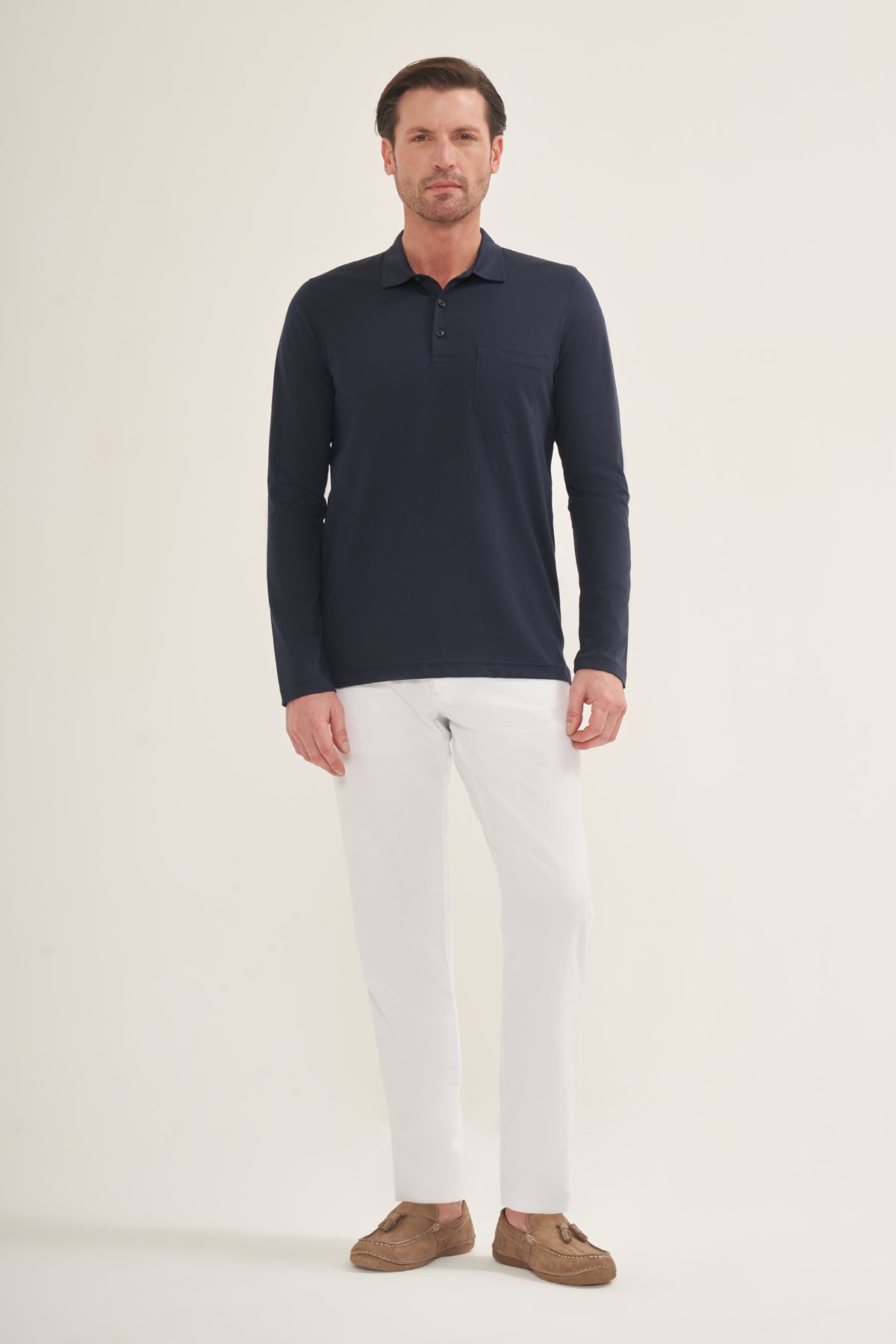 The Pure Cotton Long Sleeve Polo Shirt