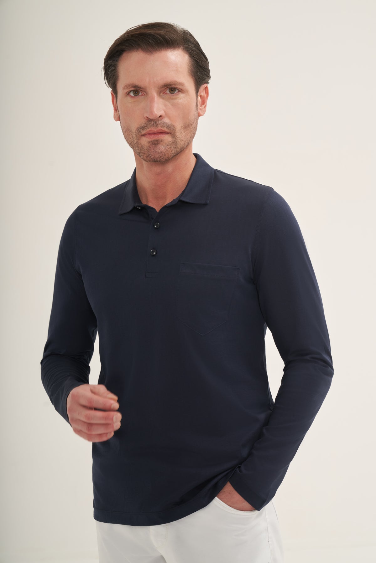 The Pure Cotton Long Sleeve Polo Shirt