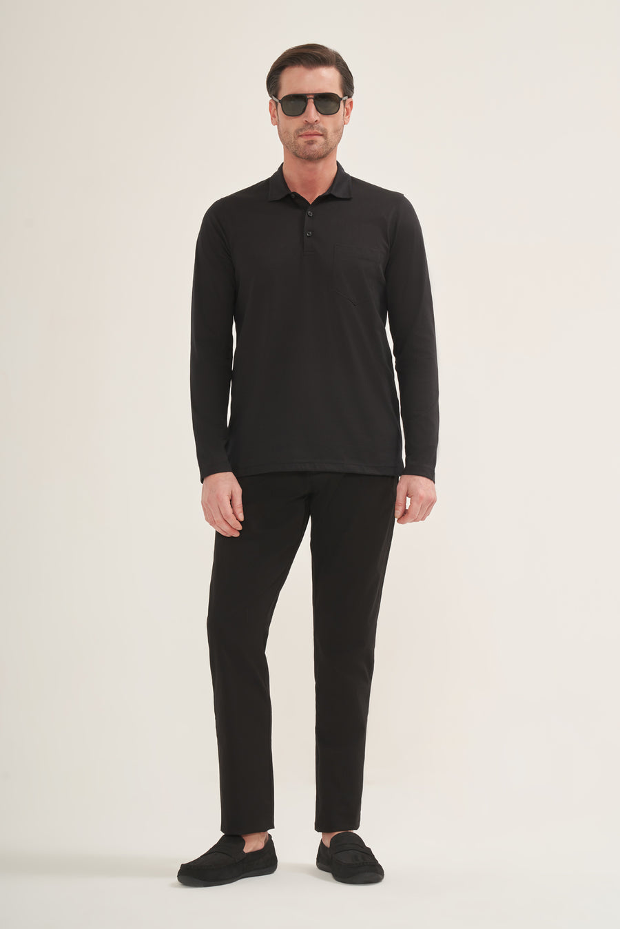 The Pure Cotton Long Sleeve Polo Shirt
