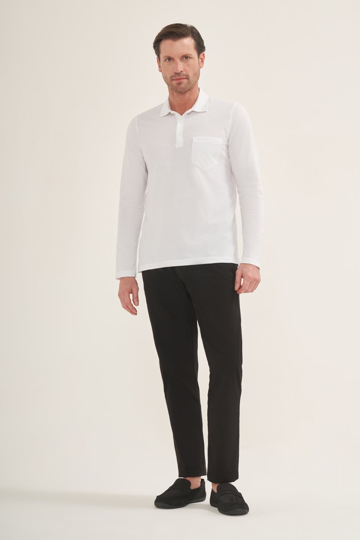 The Pure Cotton Long Sleeve Polo Shirt