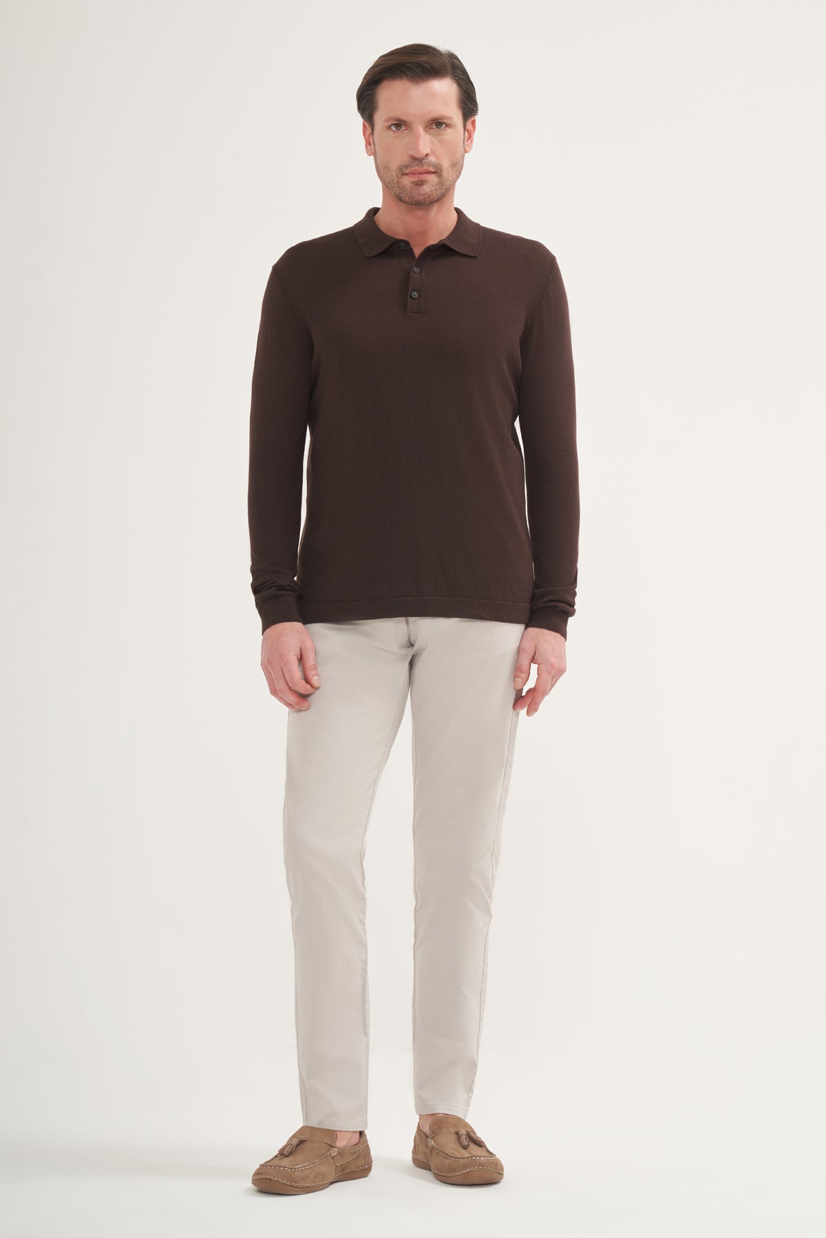 Knit Lightweight Polo Long Sleeves