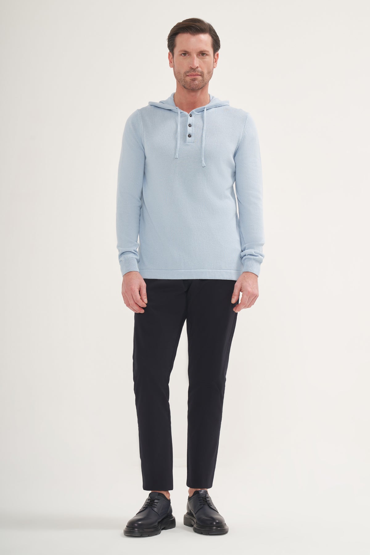 Lightweight Polo Knit Hoodie