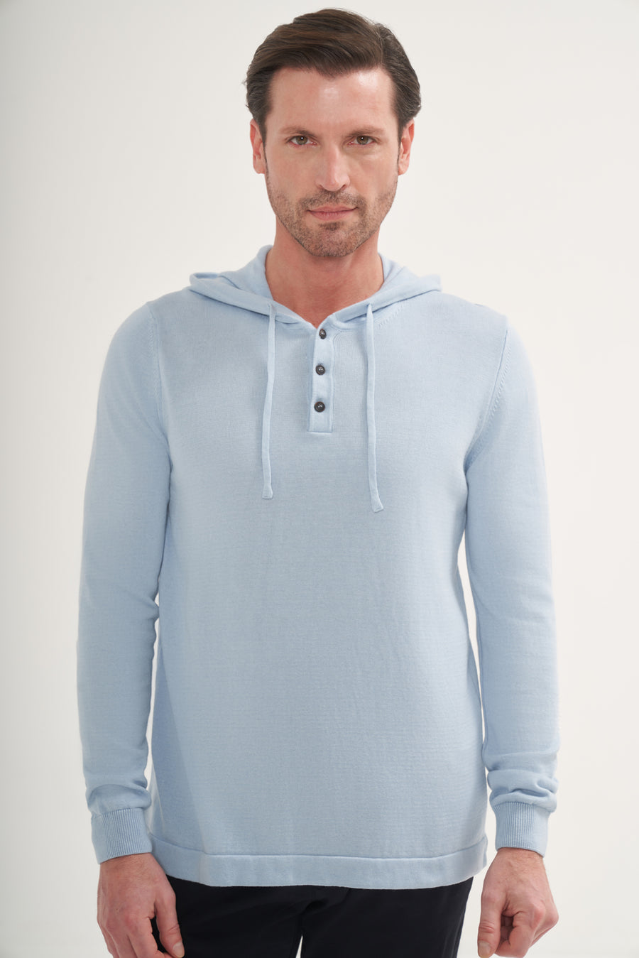 Lightweight Polo Knit Hoodie