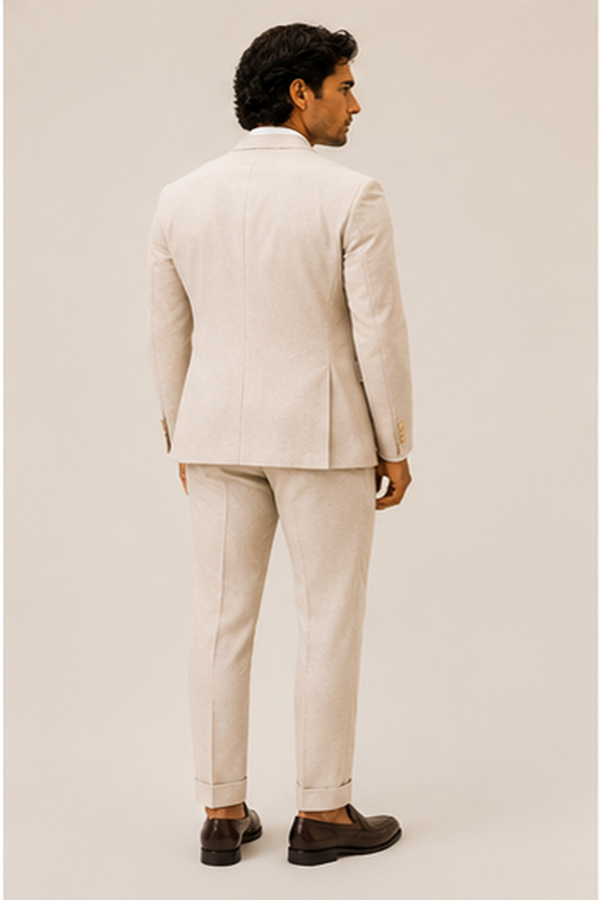 Double-Breasted Linen Blend Suit