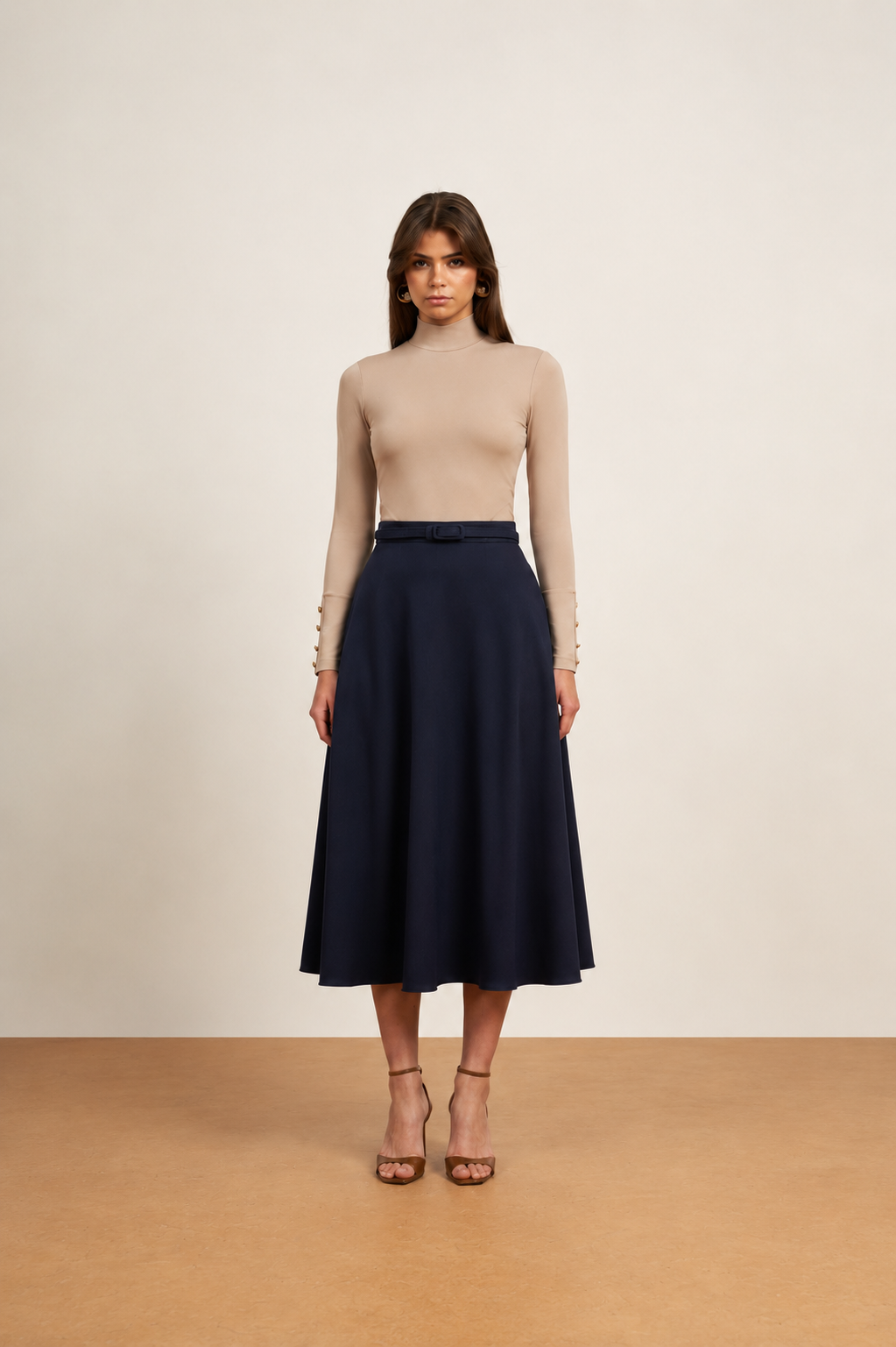 A-Line Midi Skirt & Belt