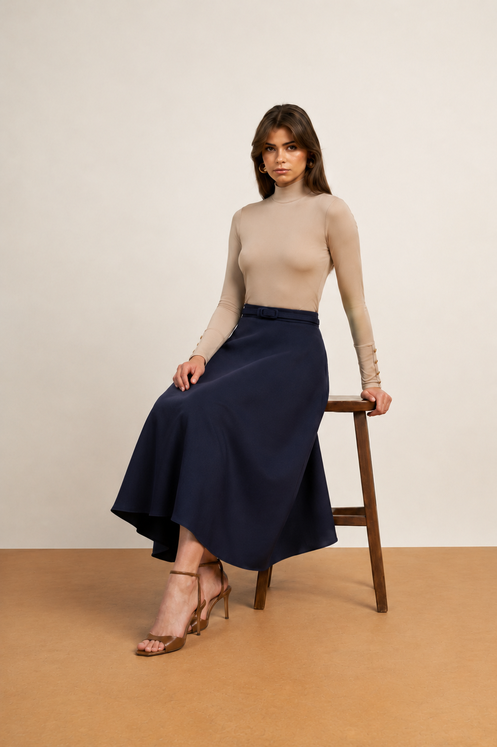 A-Line Midi Skirt & Belt