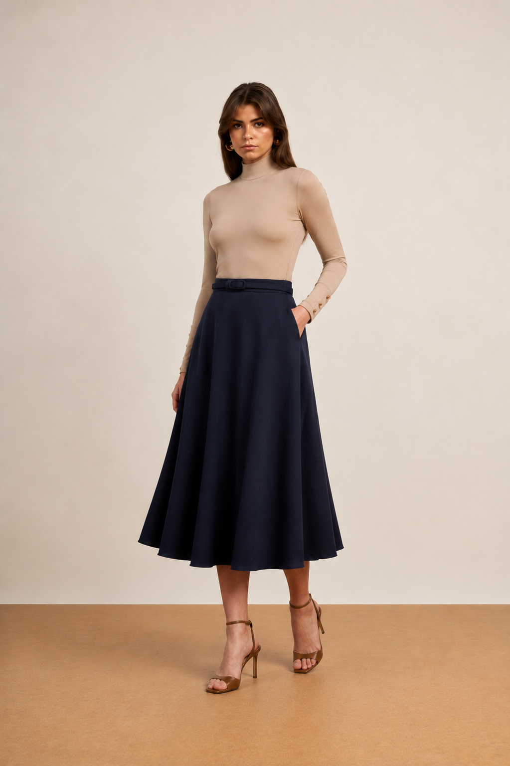 A-Line Midi Skirt & Belt