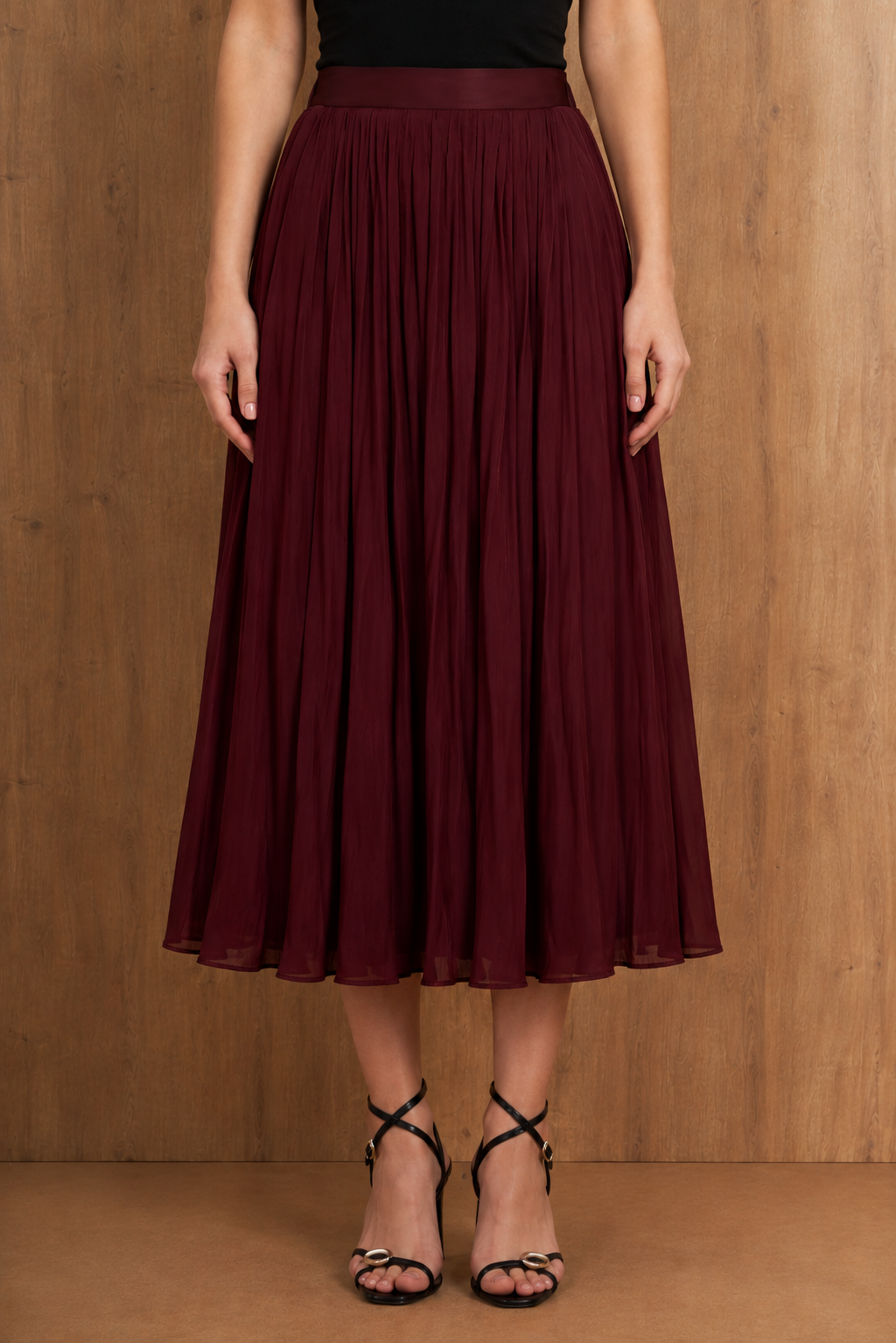 Pleated Midi Skirt