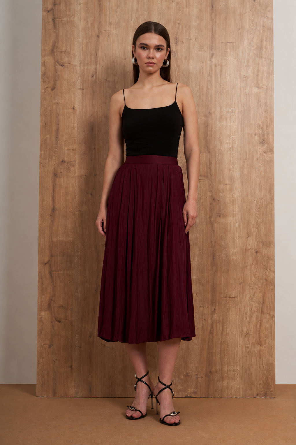 Pleated Midi Skirt