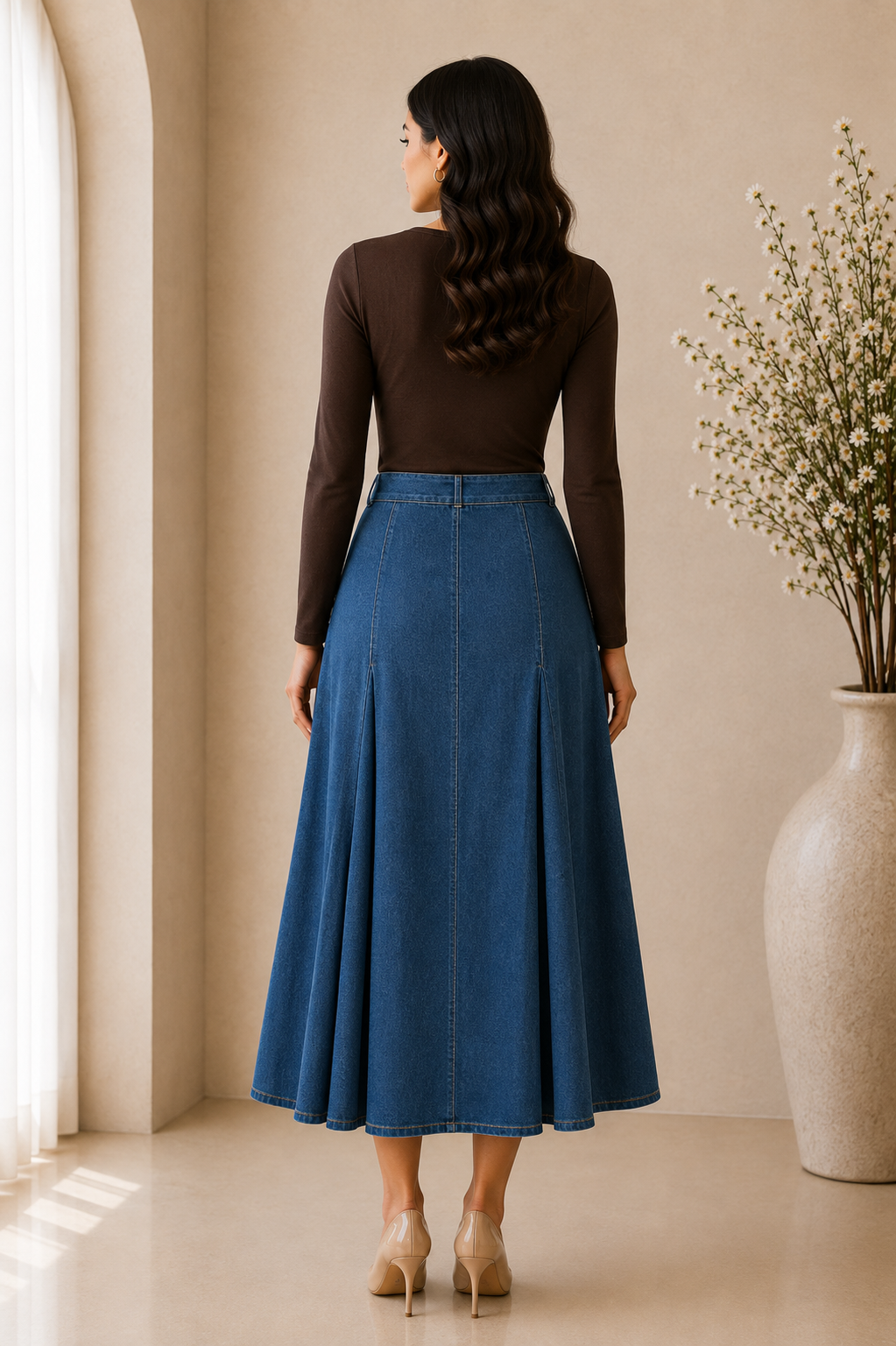 Tailored Hardware Pleated Midi Skirt