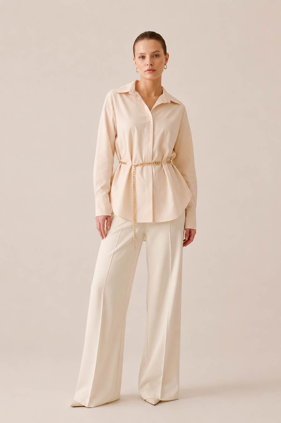 Chain Belt Button-Up Shirt