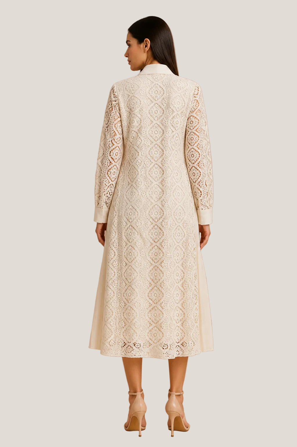 Lace Pleated Midi Dress
