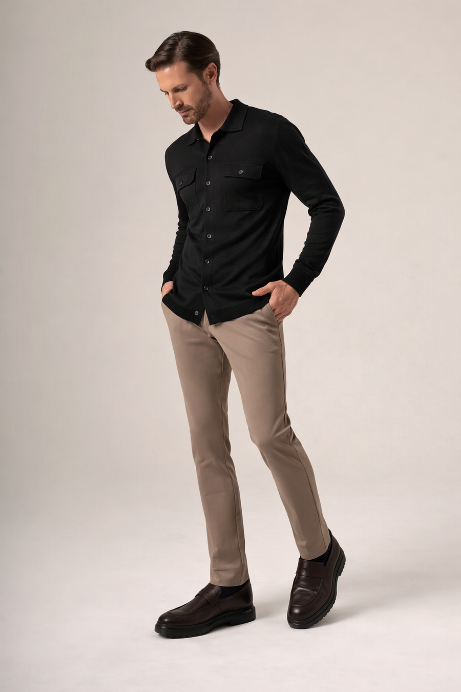 Modern Tailored Knit Over-shirt Jacket