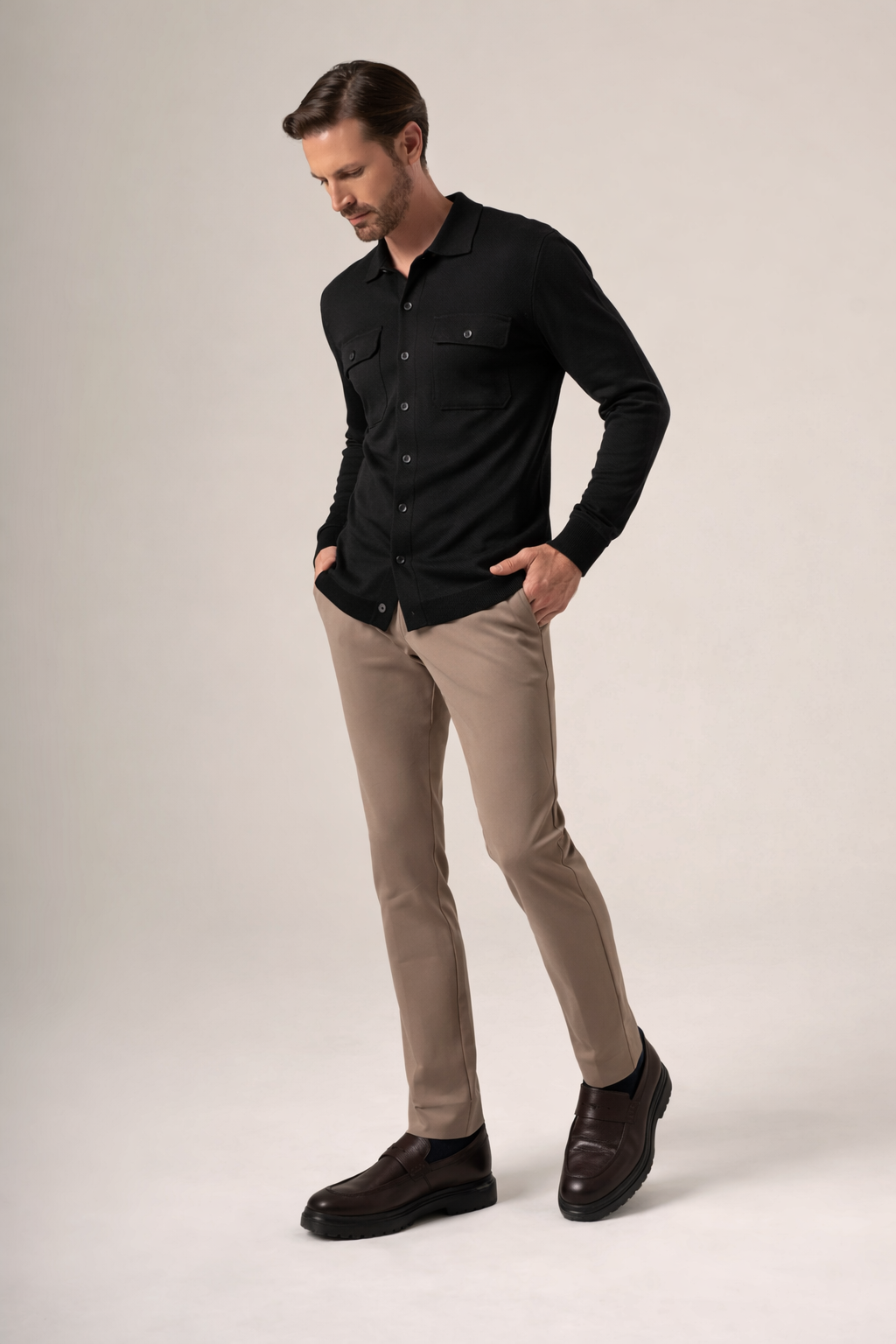 Lightweight Knit Button-Up Overshirt