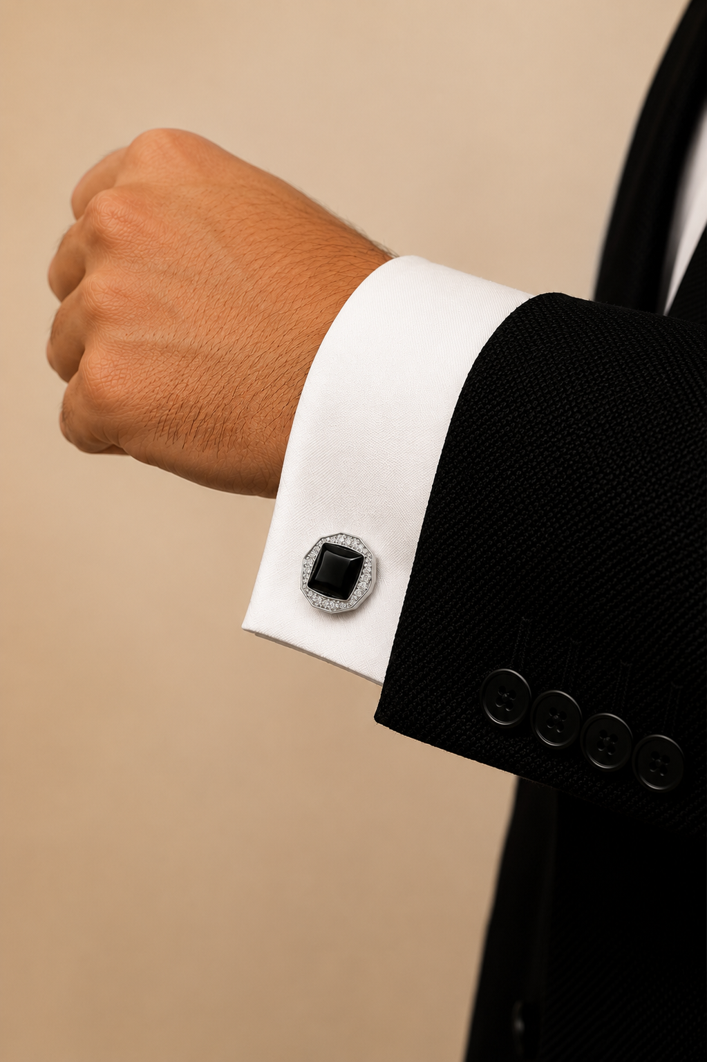 SASA MILANO Signature Cufflinks Black & Silver