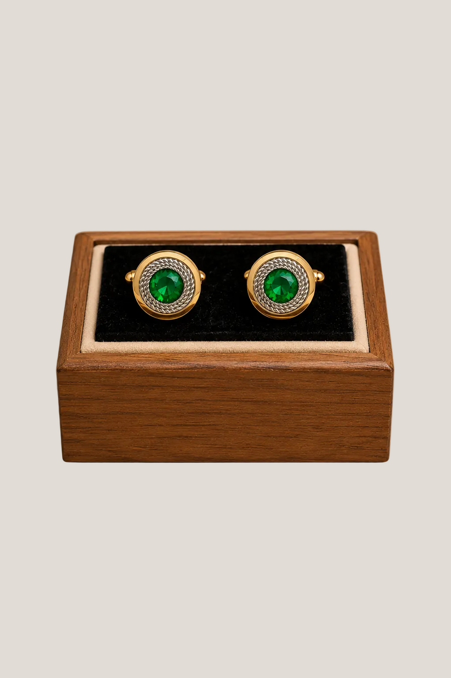 SASA MILANO Signature Cufflinks Gold & Green