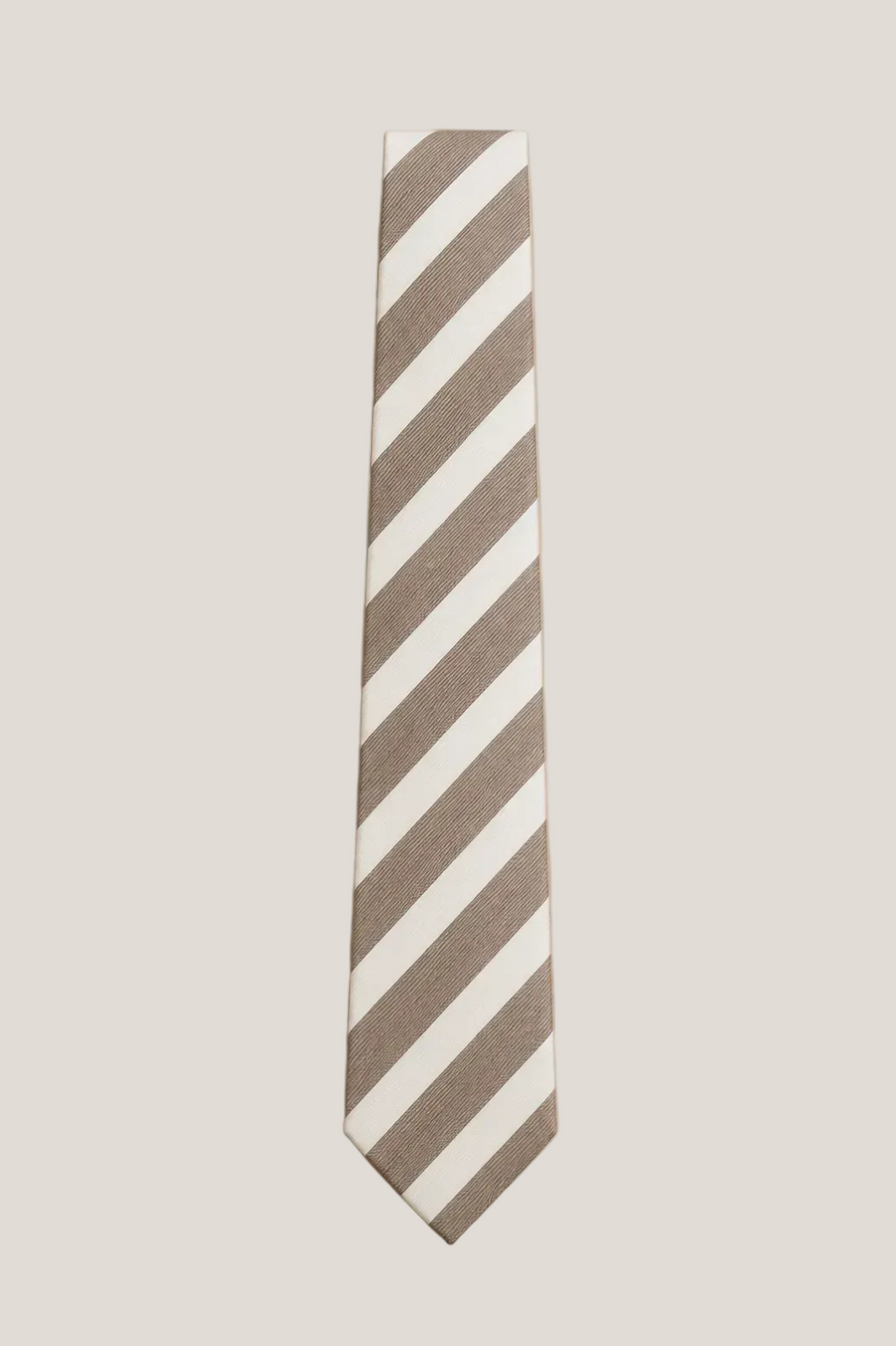 Taupe & Ivory Stripe Silk Tie