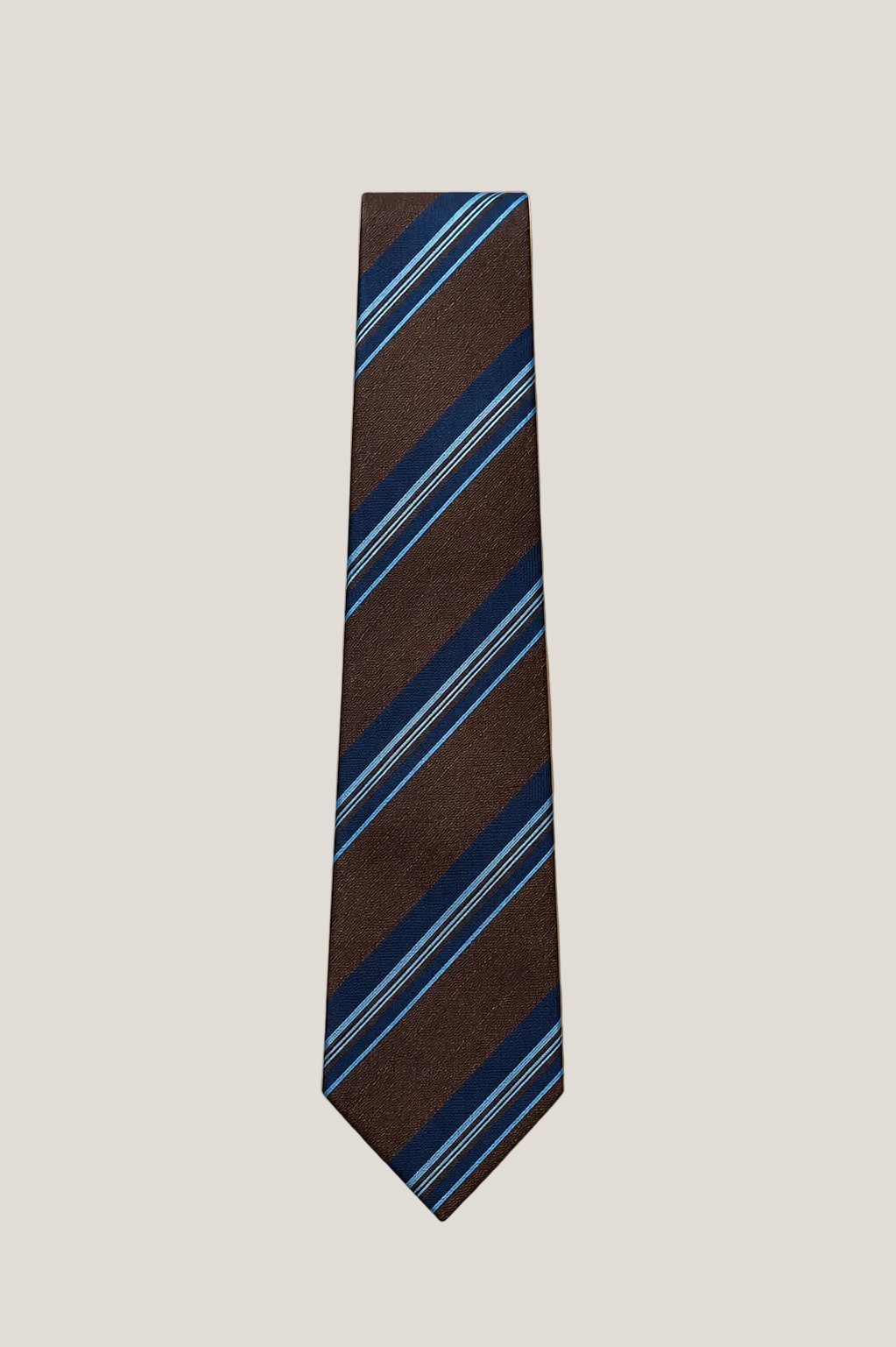 Brown & Blue Stripe Silk Tie