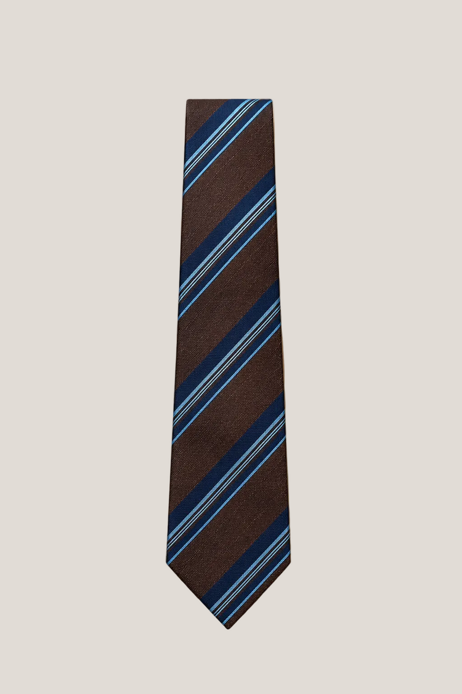 Brown & Blue Stripe Silk Tie